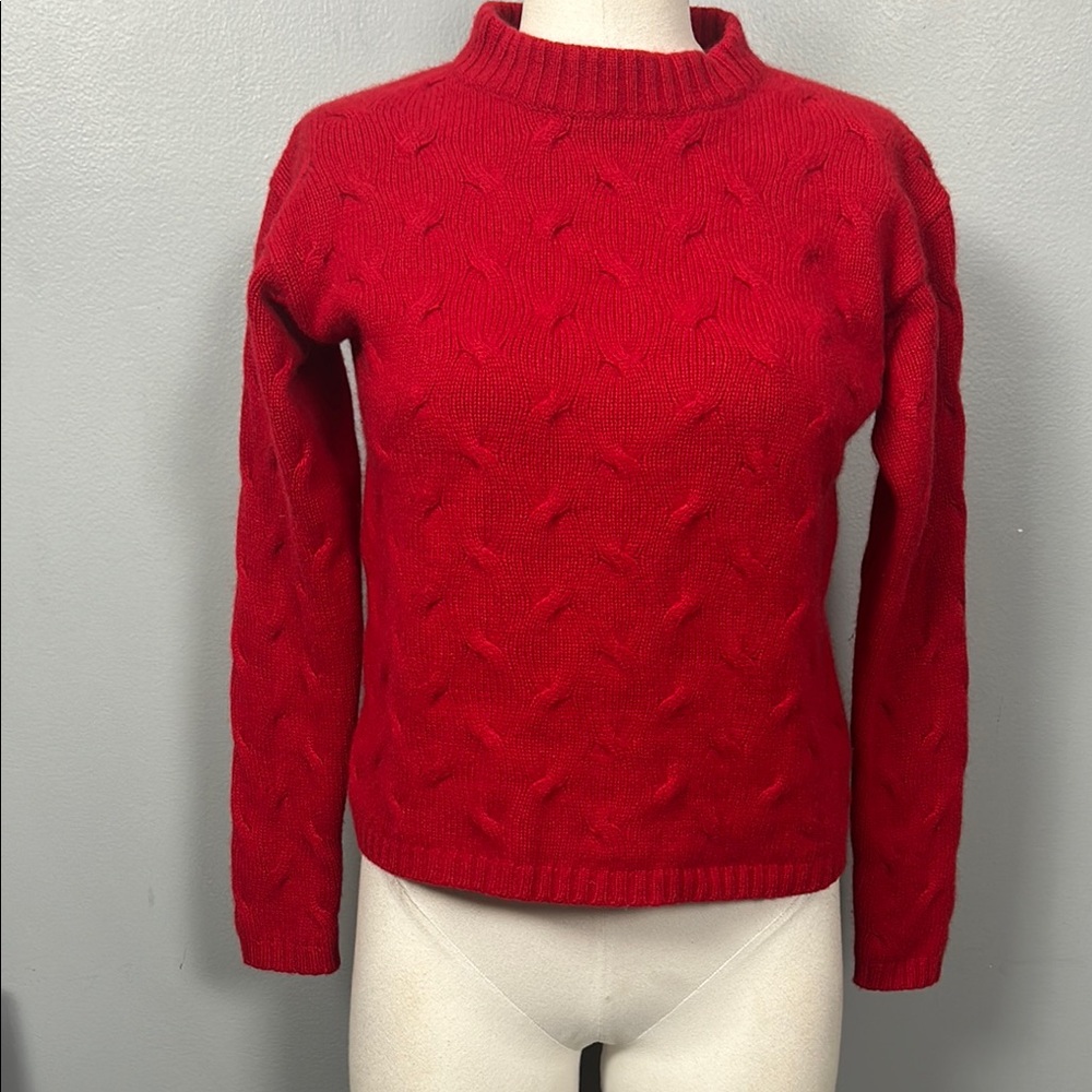 Women’s Women Cashmere Cable Crewneck Red Sweater small - no label